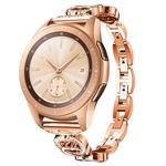 Elobeth Compatible with Galaxy Watch Band 42mm Active 40mm Bands Alloy Crystal Rhinestone Bracelet Women (Rose Gold)