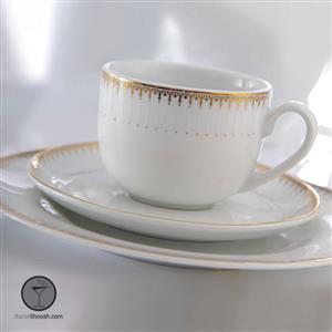 ست فنجان و نعلبکی چینی زرین ایران سری ایتالیا اف مدل سپیدار درجه عالی Zarin Iran Porcelain Inds Italia-F Sepidar Cup and Saucer Set Top Grade