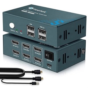 سوییچ کی وی ام دو مانیتوره استیتک مدل Steetek KVM Switch Dual Monitor 2 Port 4K30Hz