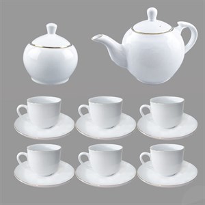 سرویس چای خوری 16 پارچه شرکت صنایع چینی تقدیس مدل گرد خط طلا 309