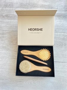 شانه برس گرد چوبی 3 عددی هی‌اورشیHEORSHE