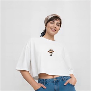 تیشرت زنانه کراپ طرح ببیی تنها سایز فری (پنبه ضمانتی) در 7 رنگ