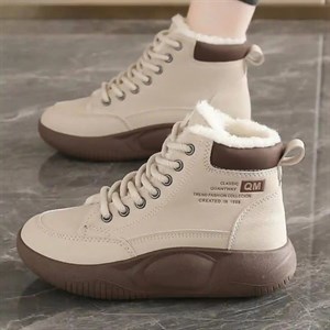 نیم بوت خزدار ضد آب کرم قهوه‌ای Waterproof Fur Lined Beige Brown Boots