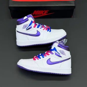 کفش نایک ایر جردن وان ساق‌دار سفید بنفش خاص Nike Air Jordan 1 High White Purple