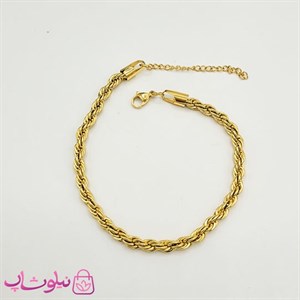 پابند زنانه طنابی استیل طلایی عرض 5 میل کد 895