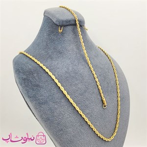 ست زنجیر و دستبند زنانه طنابی طلایی عرض 3 میل کد 330