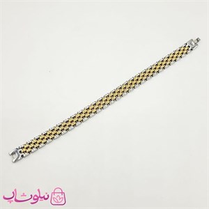 دستبند مردانه زنانه استیل طرح رولکس دو رنگ طلایی نقره ای کد 750
