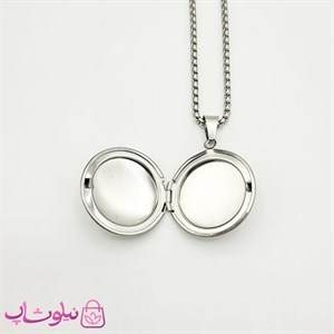 گردنبند لاکت عکس مردانه استیل نقره ای دایره شکل کد 230
