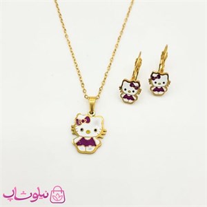 نیم ست بچگانه مدل هلوکیتی بنفش کد 1791