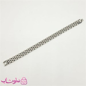دستبند مردانه زنانه استیل طرح رولکس نقره ای کد 750