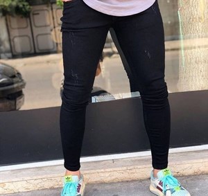 شلوار جین مشکی اسلیم فیت مردانه درجه یک فول کش