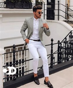 شلوار جین سفید اسکینی فول کش مردانه کد W698tt