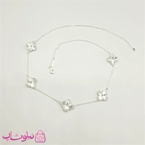 گردنبند زنانه ونکلیف فول آبکاری نقره تراشدار کیفیت مستر کد 750 