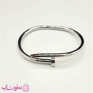 دستبند النگویی زنانه مدل میخی کارتیه نقره ای کد 2591 