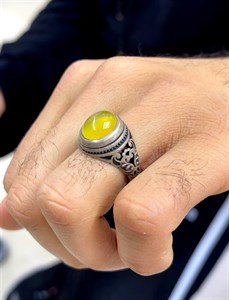انگشتر نقره مردانه شهرستانکی با سنگ یمن 