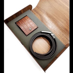 ست مردانه چرم هورامان (کیف پول و کمربند)