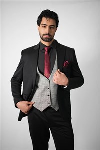 ست سه تیکه کت شلوار جلیقه دورو کاردین پلاس مردانه مدل 235