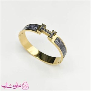 دستبند زنانه هرمس مدل پهن طرح مرمر طوسی کد 199
