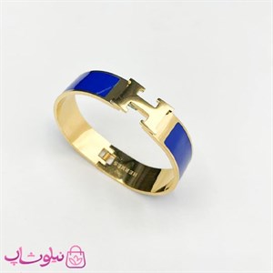 دستبند زنانه هرمس مدل پهن رنگ آبی تیره کد 399