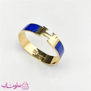 دستبند زنانه هرمس مدل پهن رنگ آبی تیره کد 399