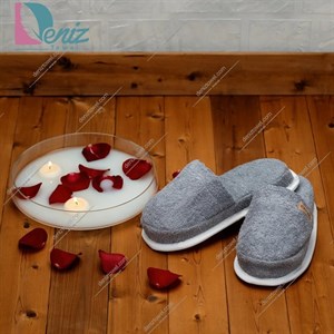 دمپایی حوله ای طرح کرالیچ رنگ طوسی