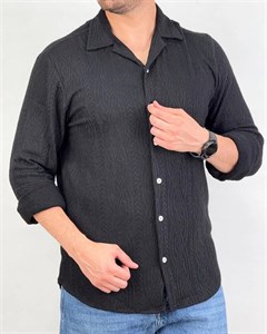 پیراهن مردانه کش زنجیری انگلیسی رنگ مشکی کد 66300