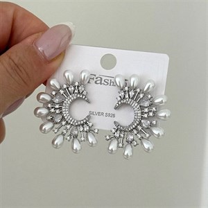 گوشواره زنانه طرح جواهر مرواریدی کد 680