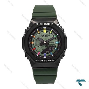 جیشاک زنانه GM-S2100 سبز مشکی صفحه رنگین کمانی G-shock-6393-L