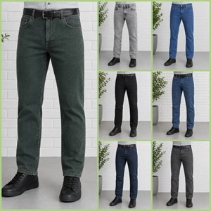 شلوار جین مردانه راسته پنبه کش سایز 40 تا 58 رنگی