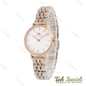 ساعت دنیل ولنگتون زنانه دورنگ رز صفحه سفید DW-4423-28-L