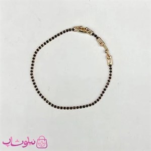 دستبند زنانه ژوپینگ ظریف طرح تنیسی نگین مشکی کد 2991