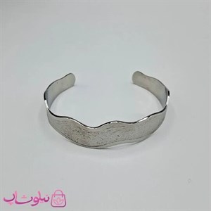 بنگل زنانه مدل منحنی استیل نقره ای رنگ کد 1998