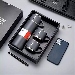 ست فلاسک وکیوم استیل سه لیوانه 500 میلی‌لیتر