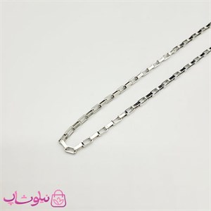 زنجیر گردنبند مدل باکس (آجری) استیل نقره ای 75 سانت 2 میل کد 1591