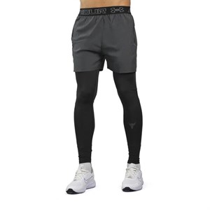 شلوارک و لگ سرهمی ورزشی مردانه آندر آرمور مدل Heat Gear-187230 طوسی تیره