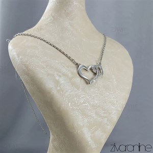 پلاک و زنجیر زنانه استیل مدل قلب نقره ای 50074