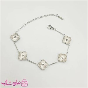 دستبند زنانه مدل ونکلیف نقره ای استیل کد 159