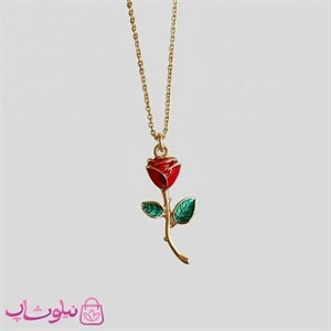 آویز ساعت زنانه ysx طرح گل رز قرمز کد 2391