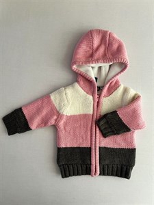 ژاکت بافتنی دخترانه کلاه دار زمستانه20031