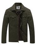 WenVen Men's Spring Canvas Cotton Military Lapel Jacket