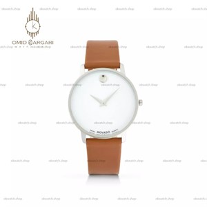 ساعت مچی موادو چرمی قهوه ای صفحه سفید Movado