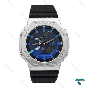ساعت جی شاک GM2100 مردانه سیلور صفحه آبی مشکی G-Shock-7530-G
