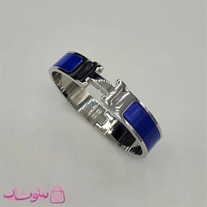 دستبند زنانه هرمس آبی نقره ای استیل قفل اورجینال کد 800