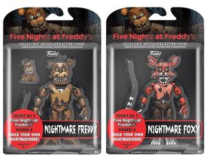 Blizy Funko 5'' Five Nights at Freddy's - Nightmare Foxy Action Figure, Nightmare Freddy Action Figure. Includes Keychain.
