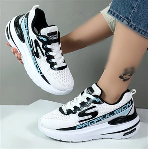 کتانی اسکیچرز زنانه اسپرت ورزشی Sketchers رنگ سفید آبی مشکی کد 0441121