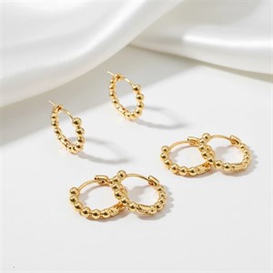گوشواره حلقه‌ای ژوپینگ مدل توپی گوی‌دار طلایی