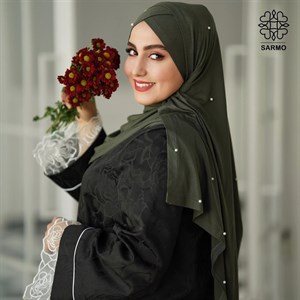 شال کویتی کشی با مروارید سفید
