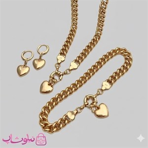 سرویس بدلیجات زنانه ژوپینگ طلایی مدل کارتیه قلبی کد 2200