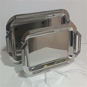 سینی استیل جفتی مستطیل نگین دار لبه گرد مارک مینیاتور (Miniator)