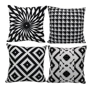 Black and White Throw Pillow,Set of 4 Decorative Accent Couch Pillows Covers,Stripes Geometric Soft Fuzzy Faux Fur Cozy Woven Velvet Cute Plush Sofa Luxury Square Cushion Cases Nook 18 x 18 inch